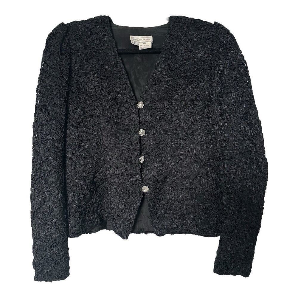 Vintage Jessica McClintock Gunne Sax Formal Bolero Jacket Lace Applique Evening